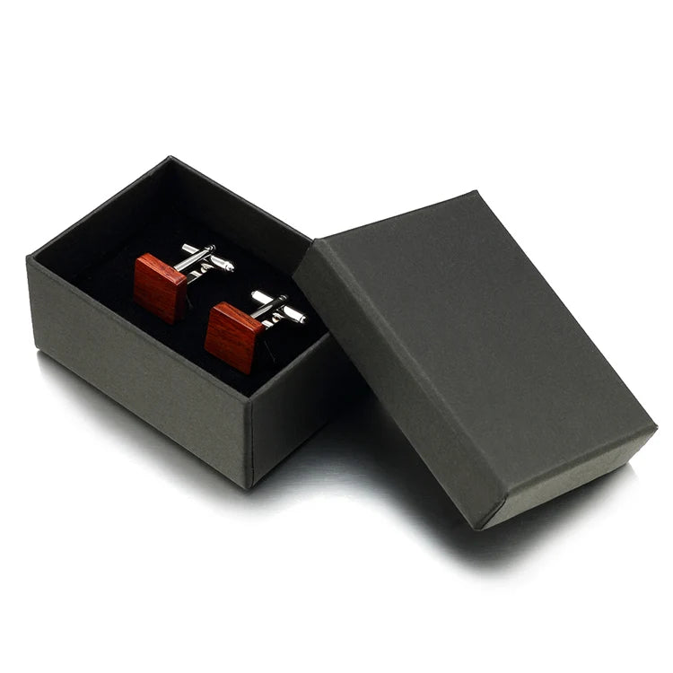 Rosewood Cufflinks For Men High Lepton Jewelry Square Wood Cuff links