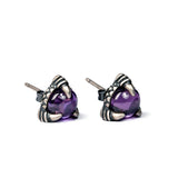 925 Silver Purple Crystal Dragon Claw Stud Earrings