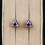 925 Silver Purple Crystal Dragon Claw Stud Earrings