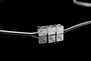 Square Box Cube Pendant Necklace For Women 925 Sterling Silver Jewelry