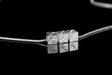 Square Box Cube Pendant Necklace For Women 925 Sterling Silver Jewelry