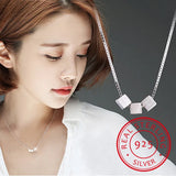 Square Box Cube Pendant Necklace For Women 925 Sterling Silver Jewelry