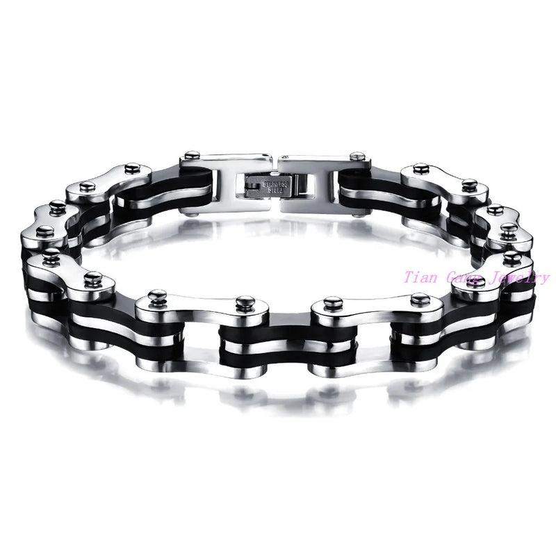 Stainless Steel Men Bracelet 8.85' Bicycle Chain Bangle
