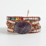 Chakra Natural Stones Charm 5 Strands Wrap Bracelets Boho Leather Bracelet