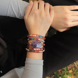 Chakra Natural Stones Charm 5 Strands Wrap Bracelets Boho Leather Bracelet