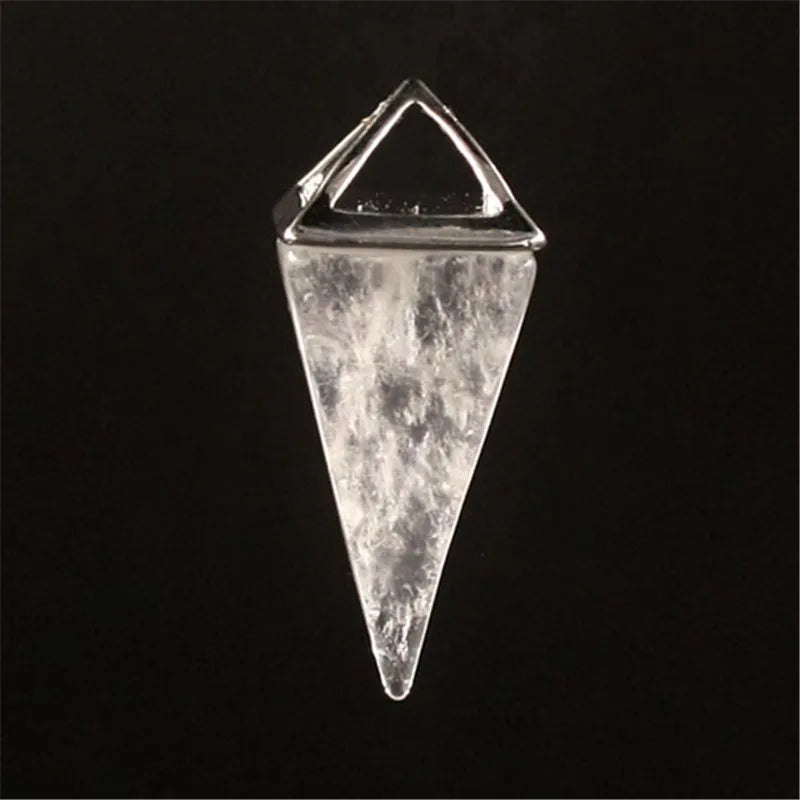 Unisex Quartz Triangle Crystal Pendant Healing Faceted Stone