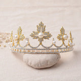 Wedding Crystal Faux Pearl Tiara Crowns Princess Queen Pageant Rhinestone Veil