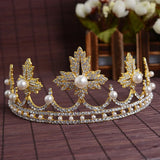 Wedding Crystal Faux Pearl Tiara Crowns Princess Queen Pageant Rhinestone Veil