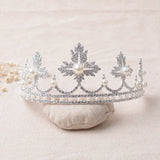 Wedding Crystal Faux Pearl Tiara Crowns Princess Queen Pageant Rhinestone Veil