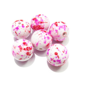 Solid Spray Hotpink&Red Splatter Beads for Jewelry