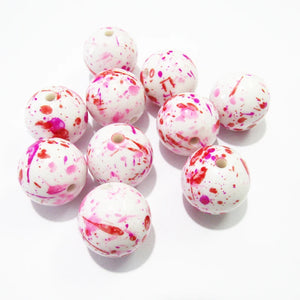 Solid Spray Hotpink&Red Splatter Beads for Jewelry