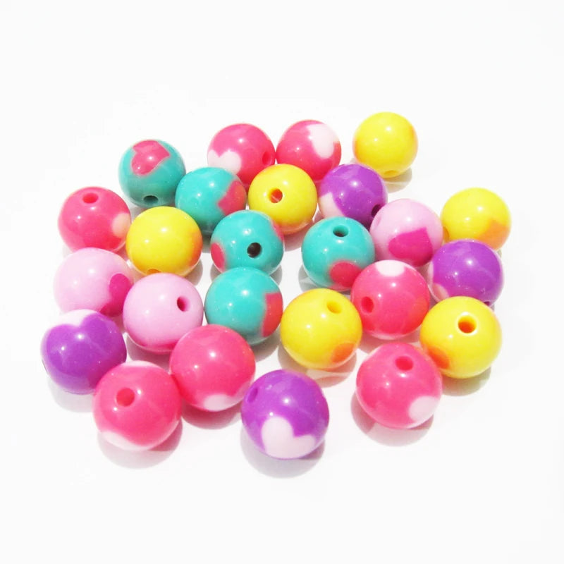 12mm/16mm Acrylic Solid Beads & Heart Beads for Chunky Jewelry