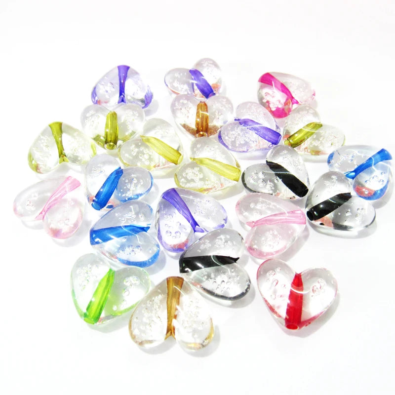 380pcs Transparent Acrylic Bubble & Color-Core Heart Beads