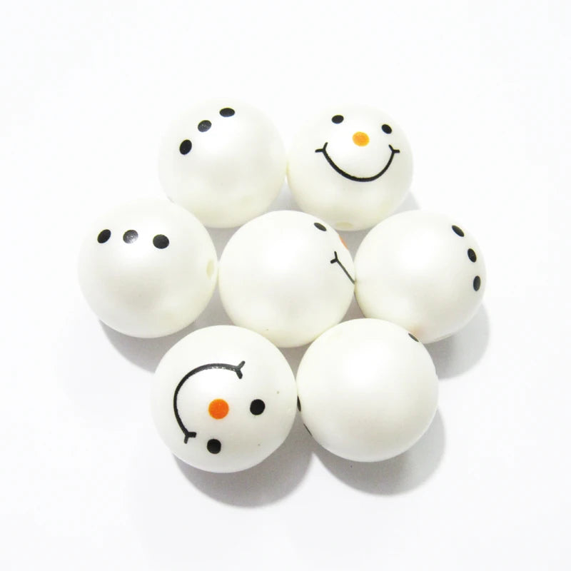 20mm Acrylic Snowman Beads 100pcs/bag for Necklace/Jewelry