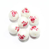 100pcs/lot Acrylic Matte Pear Beads Print Christmas Cane Beads