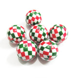 100pcs/lot Acrylic Red & Green Chequer Beads For Christmas Chunky Kids Necklace