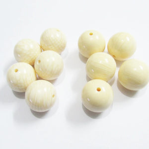 100pcs 20mm Stripe/Grid Ivory Beads For Jewelry Making