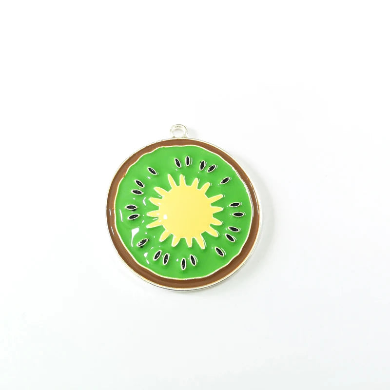 10pcs 40mm Kiwifruit Enamel Slice Pendants for Jewelry Making