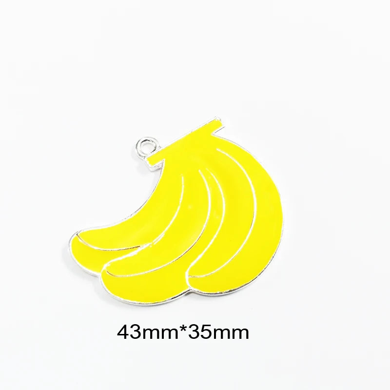 10pcs/lot All Enamel Banana/Fruit Rhinestone Pendants for Jewelry Making