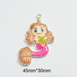 10pcs Glitter Enamel Unicorn Mermaid Pendants for Necklace Making