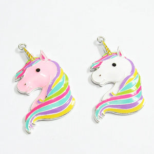 10pcs/lot Enamel Rainbow Unicorn Pendants Chunky Kids Necklace