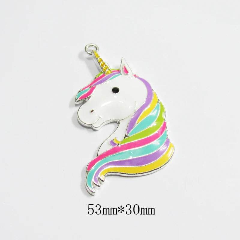 10pcs/lot Enamel Rainbow Unicorn Pendants Chunky Kids Necklace