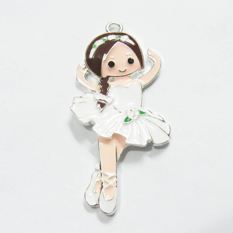 10pcs Ballet Girl Pendant For Chunky Kids Necklace