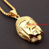 Yellow Buddha Head Stainless Steel Pendant Necklace