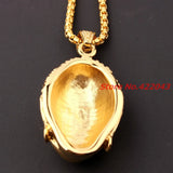 Yellow Buddha Head Stainless Steel Pendant Necklace
