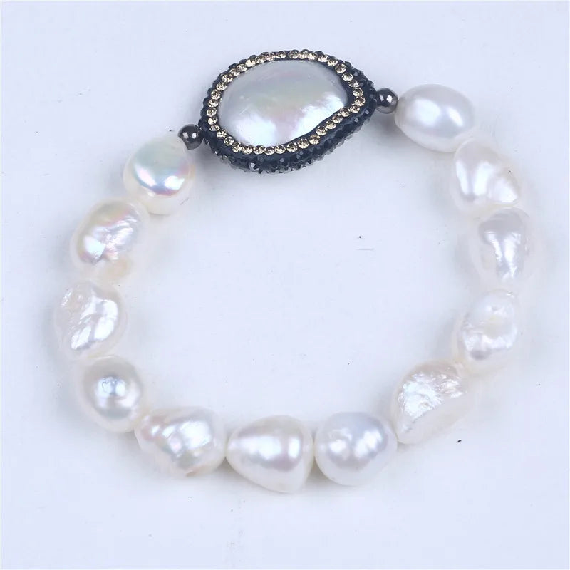 Large Keshi Pearl Bracelet 13-14mm Freshwater Baroque Pearls Unique