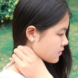 925 Sterling Silver Star Stud Earrings Smooth Frosted Surface Lady Jewelry