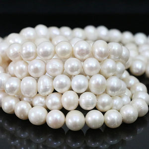 9-10mm Natural Freshwater Round Pearl DIY Necklace Bracelet Beads