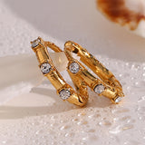 18K Plated Zircon Hoop Earrings for Women Stainless Steel