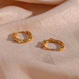 18K Plated Zircon Hoop Earrings for Women Stainless Steel
