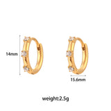 18K Plated Zircon Hoop Earrings for Women Stainless Steel