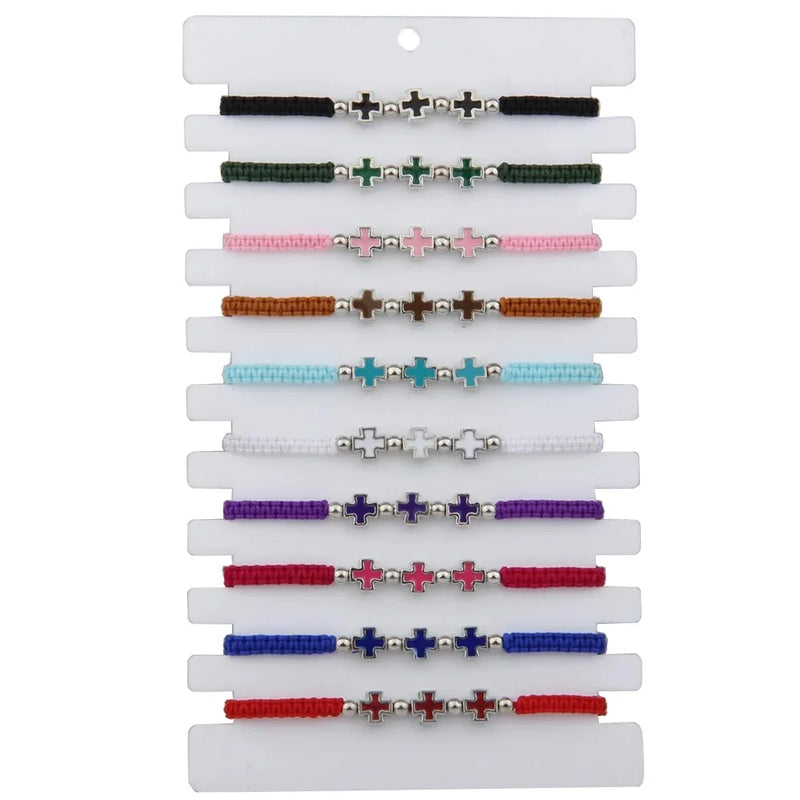 High Braided Bracelet with Cross Pendant