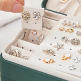 Green Jewelry Box Earrings Necklaces Display High PU Leather Organizer