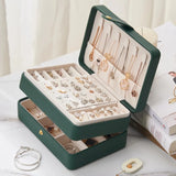 Green Jewelry Box Earrings Necklaces Display High PU Leather Organizer