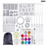 83pcs Resin Jewelry Mold Kit Silicone Molds