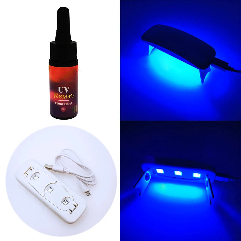 UV Resin & UV Lamp Kit DIY Clear Hard Resin for Jewelry & Handicrafts