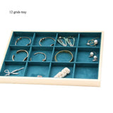 Wooden Green/U-Beige Velvet Jewelry Tray Organizer Box
