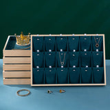 Wooden Green/U-Beige Velvet Jewelry Tray Organizer Box