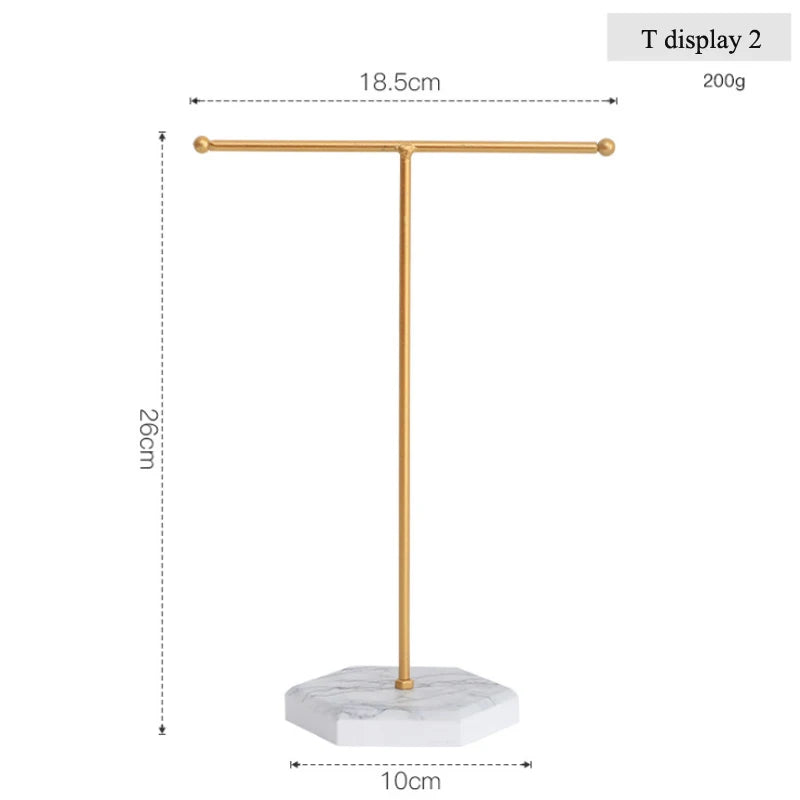 Wooden/Metal T-shaped Jewelry Stand for Display