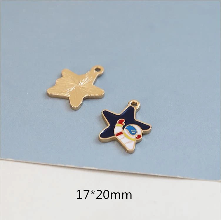 40pcs Cartoon Astronaut Alloy Charms for DIY Jewelry Making