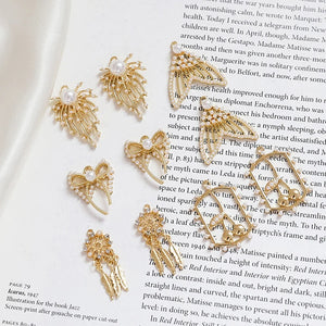 20pcs Fish Tail/Bowknot Pearl Alloy Charms for DIY Earrings