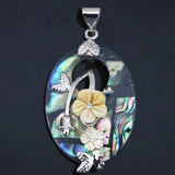 Natural Abalone Shell Carved Flower Pendant 30x44mm DIY Jewelry