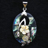 Natural Abalone Shell Carved Flower Pendant 30x44mm DIY Jewelry