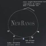 925 Silver Necklace CZ Charms Statement Choker Necklace