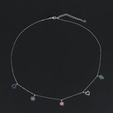 925 Silver Necklace with Cubic Zirconia Charms Pendant