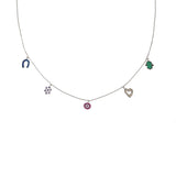 925 Silver Necklace with Cubic Zirconia Charms Pendant